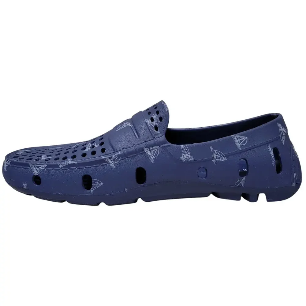 Club Room Men Atlas Perforated Slip On Driver Loafer Size US 8M Blue Sail Boats